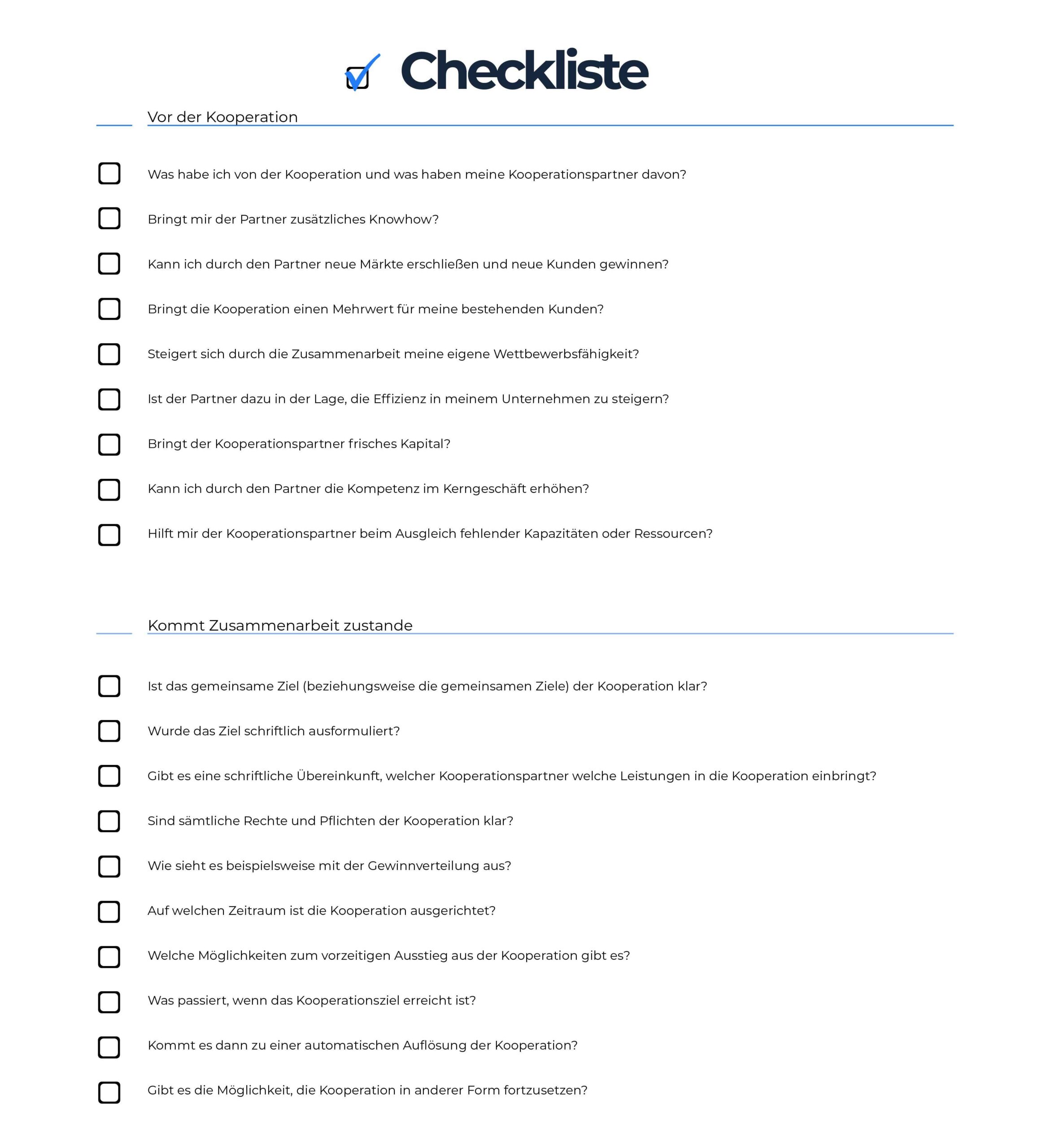 Kooperationen-Checkliste